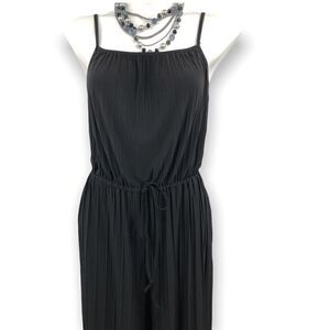 Black spaghetti strap drawstring jumpsuit